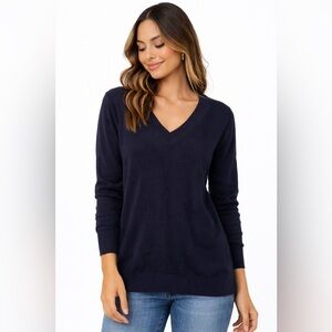 A’Gaci Navy Blue V-Neck Sweater | Lightweight Knit Top | Size M